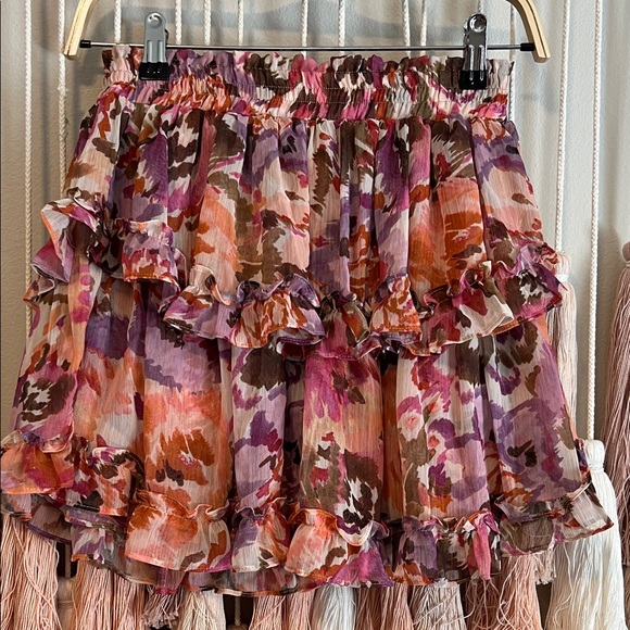 Misa Los Angeles Dresses & Skirts - Floral Tiered Ruffle Mini Skirt - Pink & Purple size XS NWT